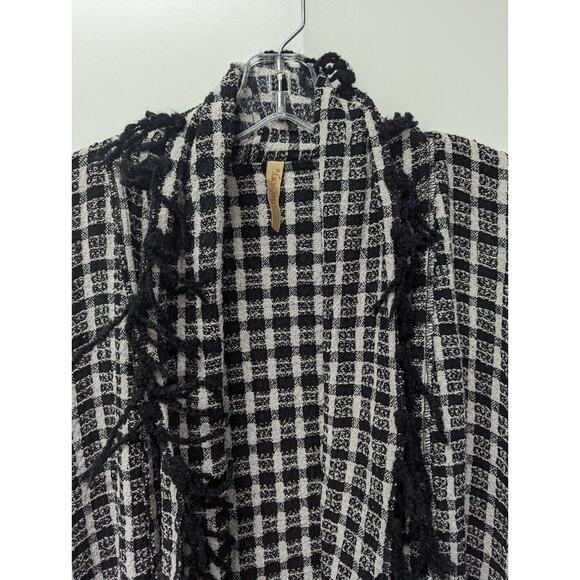 Steel Pony Women's Tweed Cardigan Jacket Open Front Fringes Pockets One Size - Picture 3 of 10